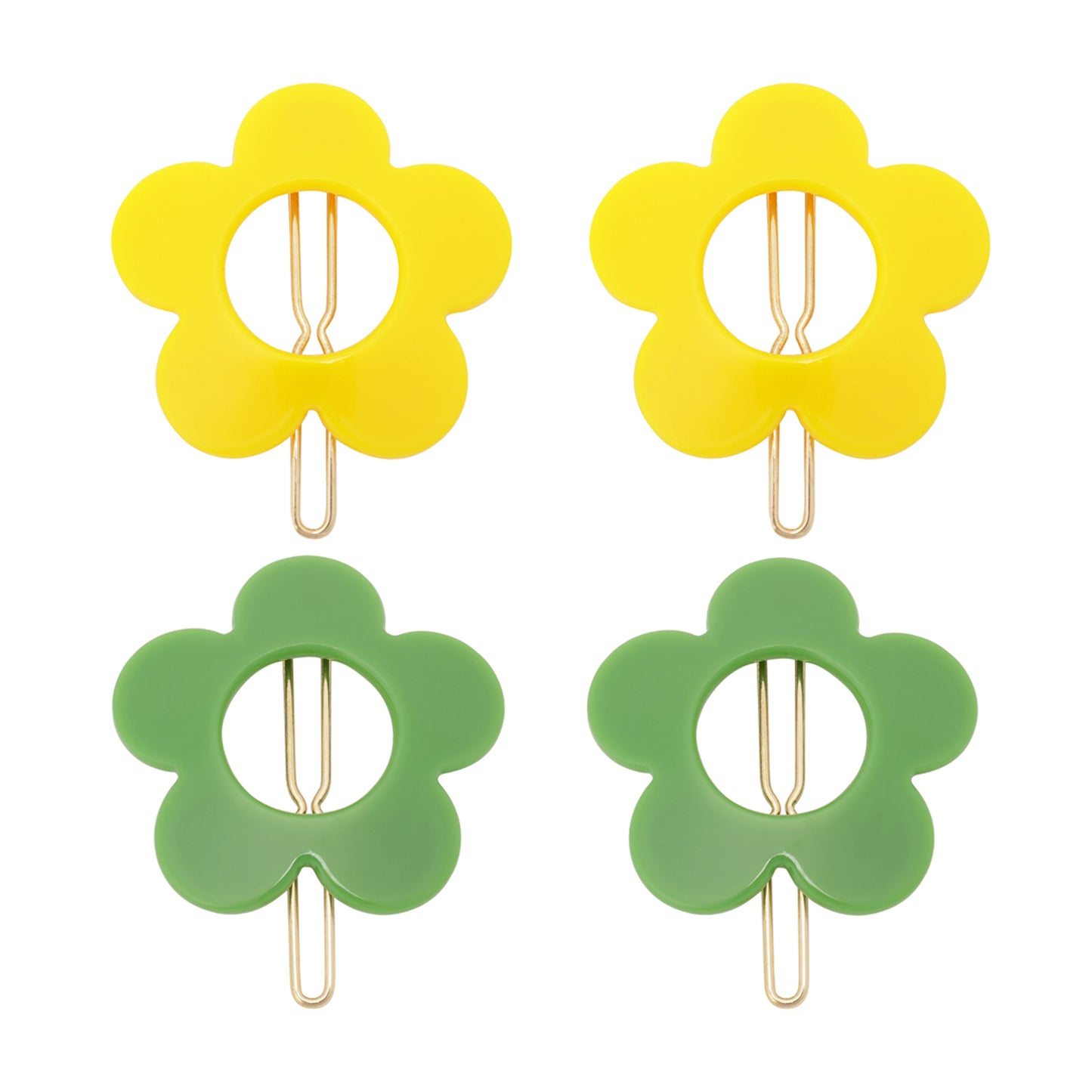 F4 hair pin (4pcs)green/yellow