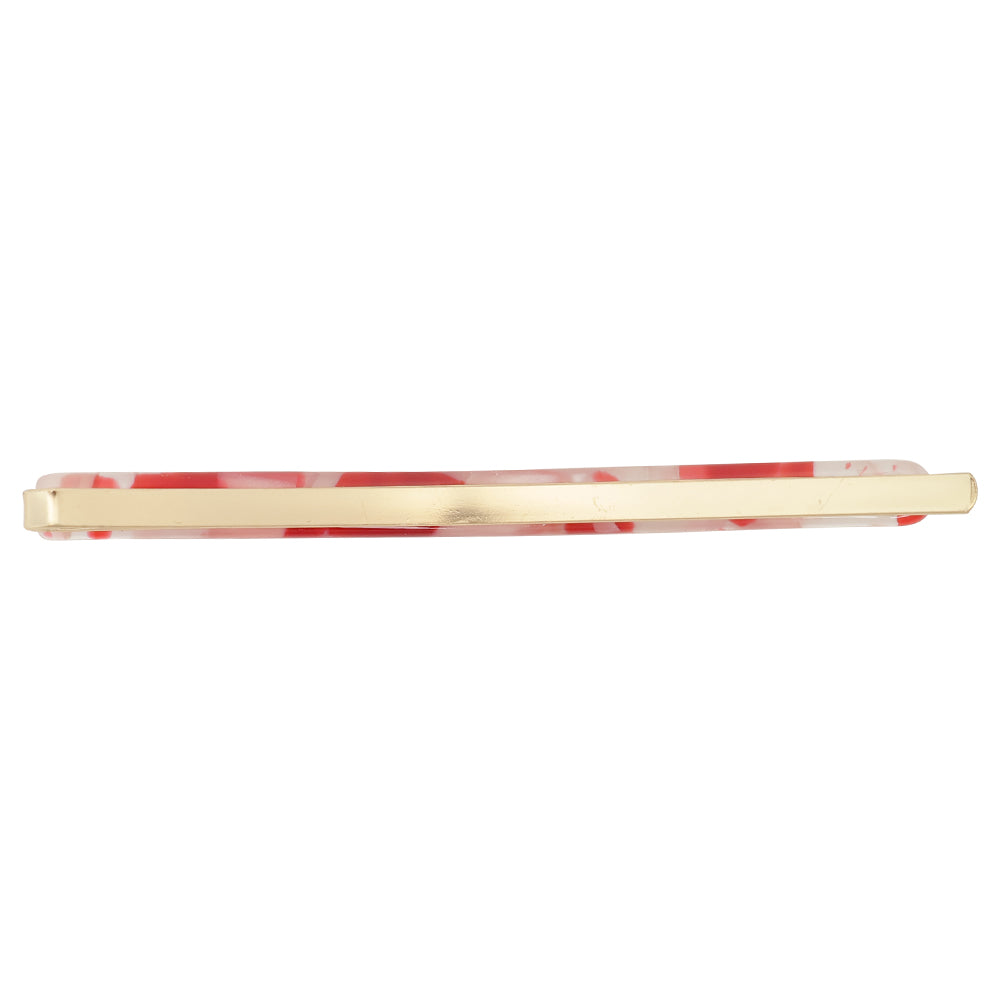 long hair pin set red/pearl pink