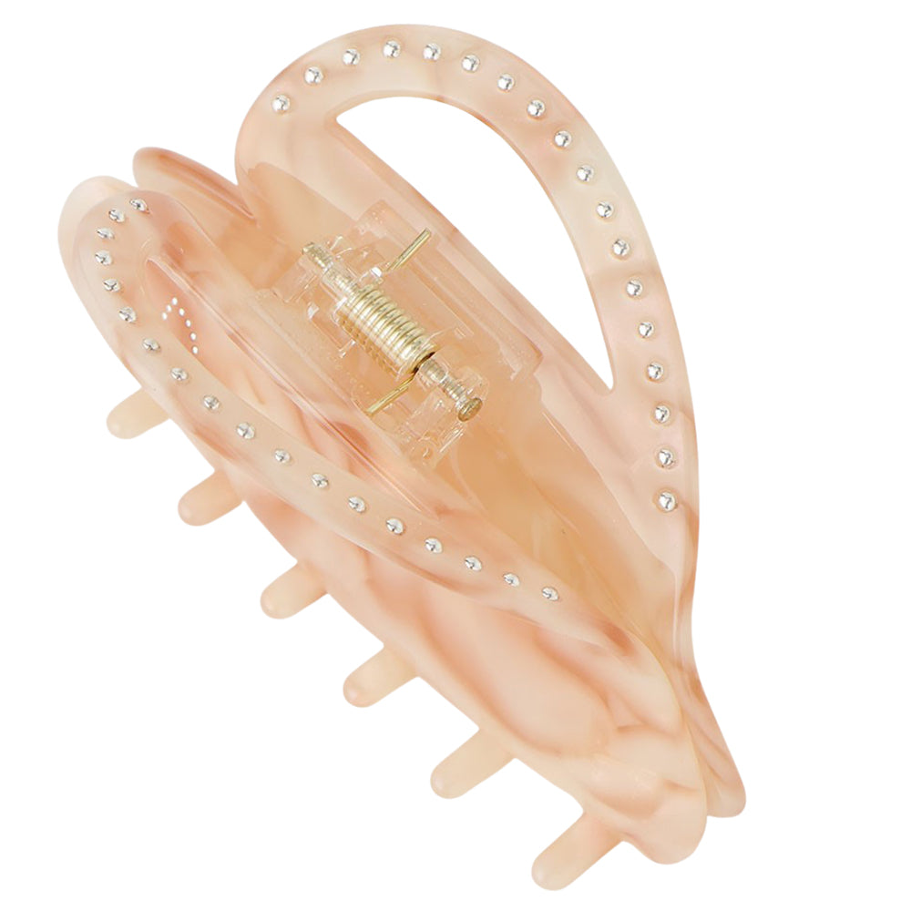 studs heart clip coral pearl