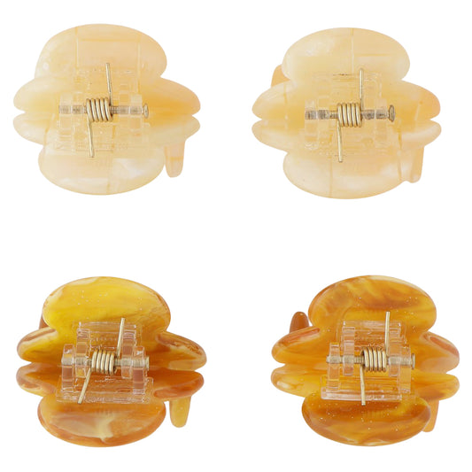 petit petit hair clip earth brown&beige pearl stone