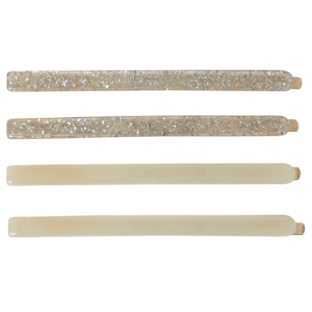 4 long pin set baby blue ×glitter silver
