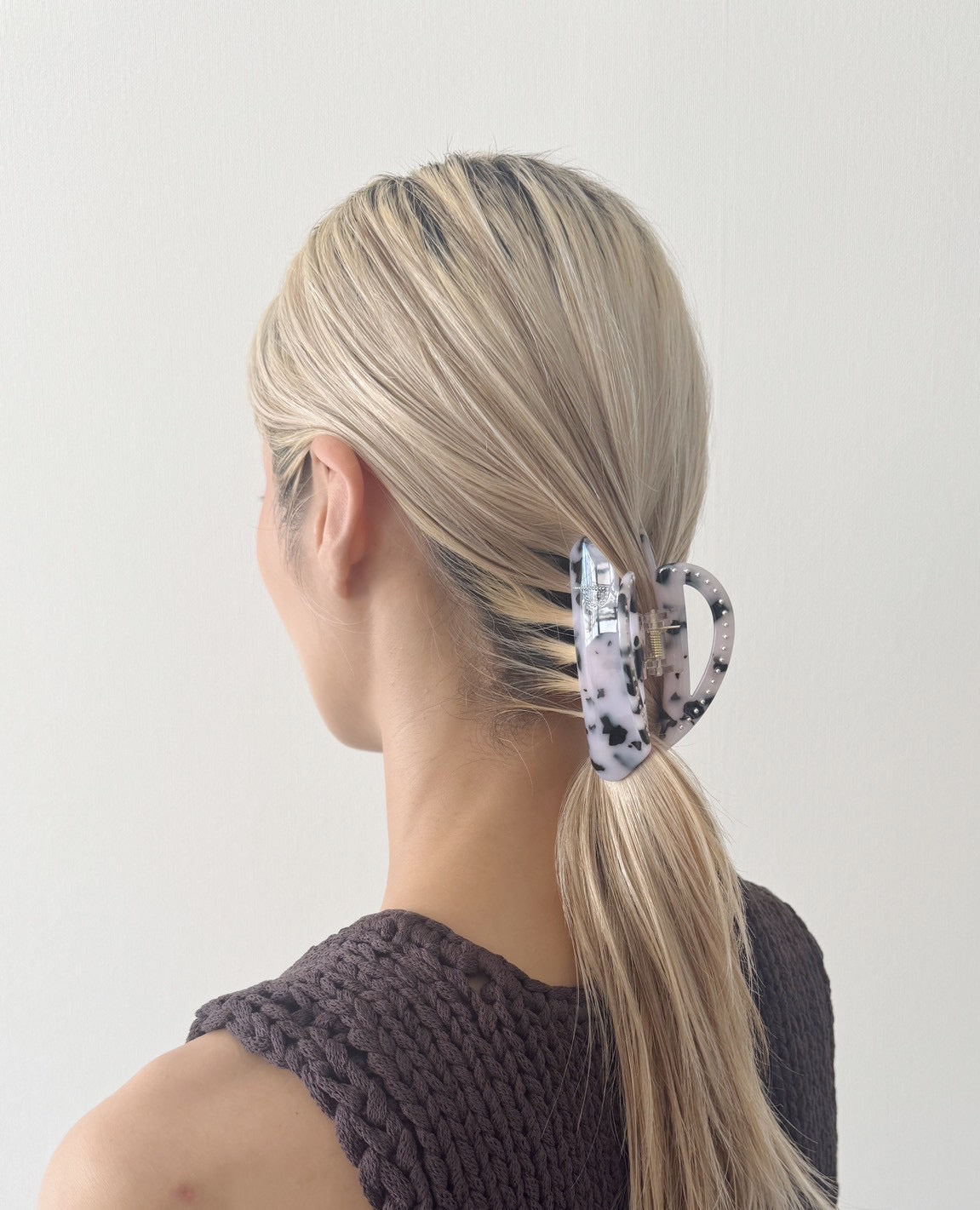 studs heart clip bekko black