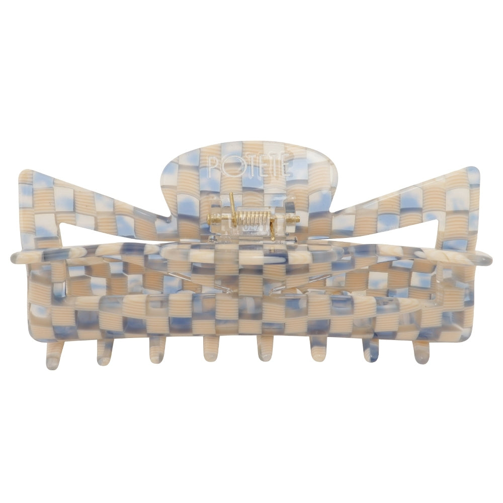ribbon clip aqua blue check