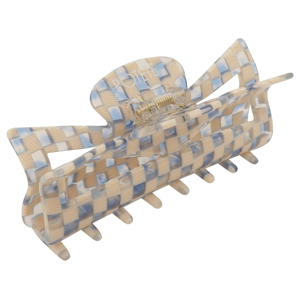 ribbon clip aqua blue check