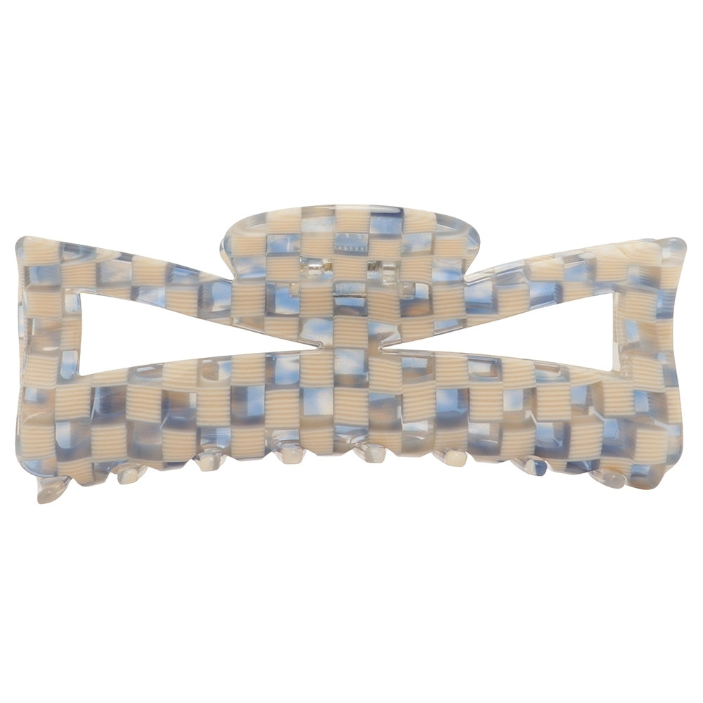 ribbon clip aqua blue check