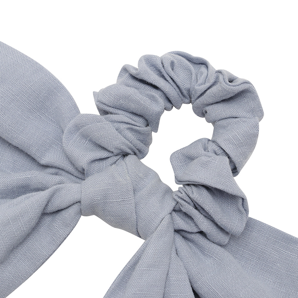 linen ribbon chouchou blue