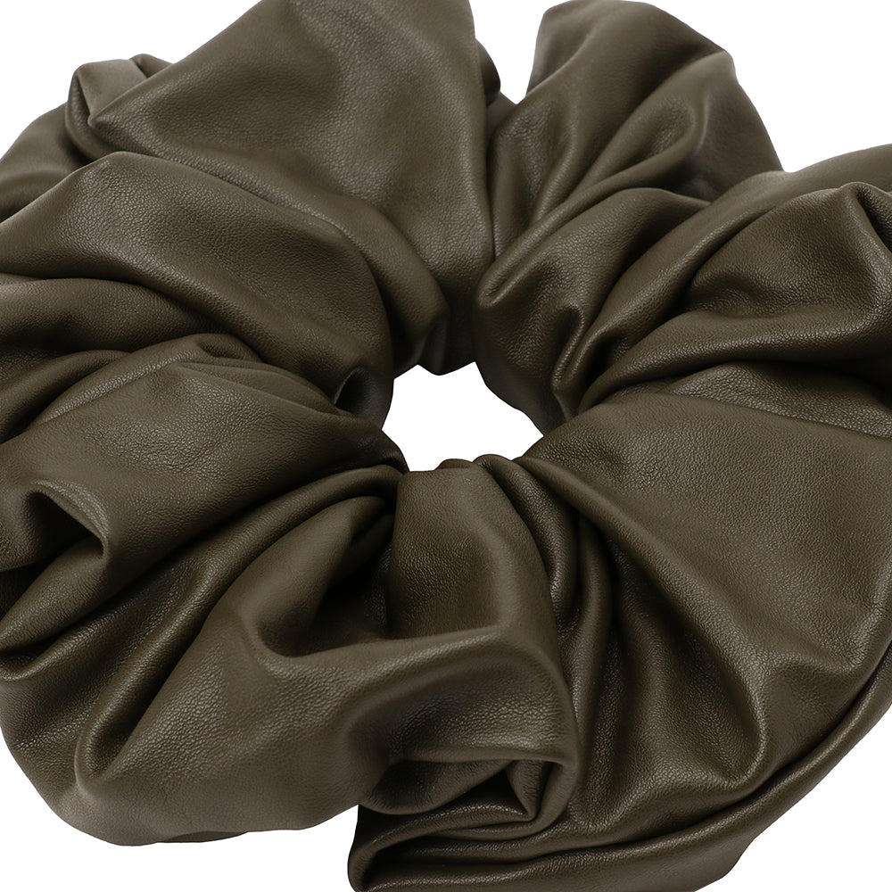 vegan leather BIG chouchou khaki