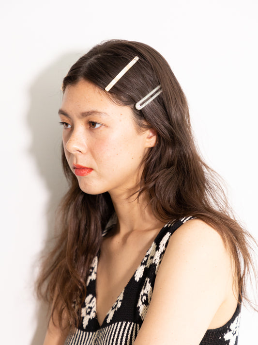 long hair pin set red/pearl pink