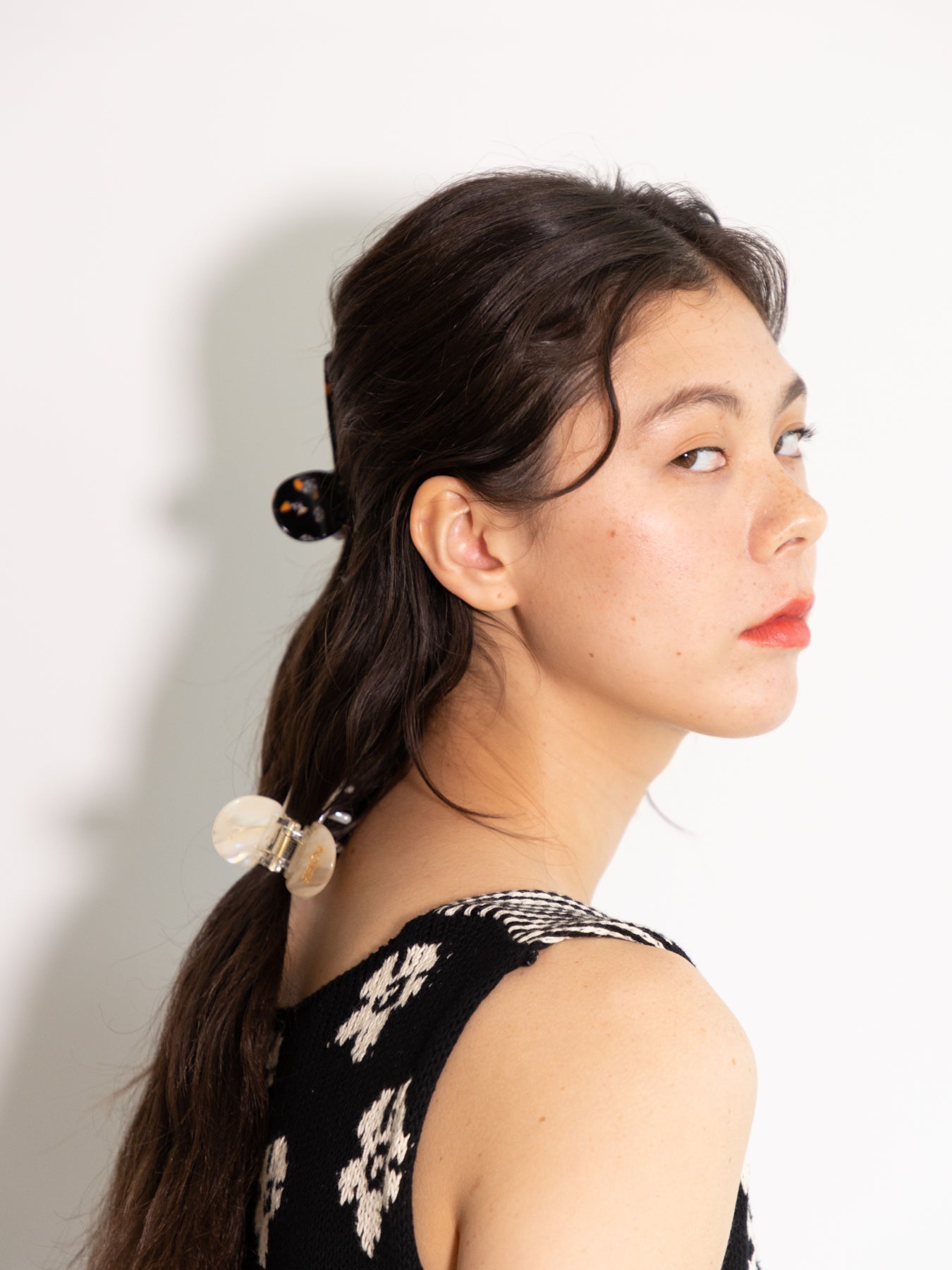 big skinny hair clip bekko leopard