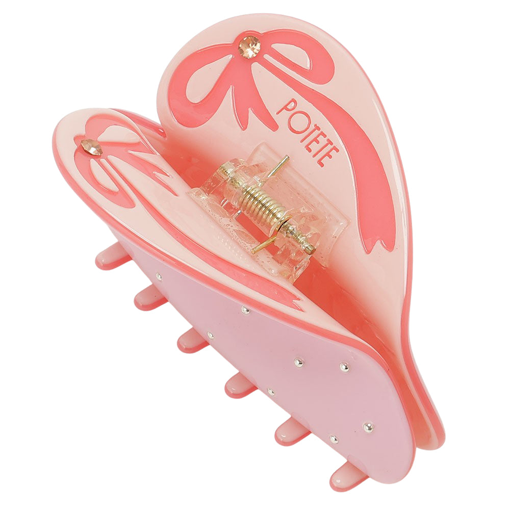 ribbon heart clip pink