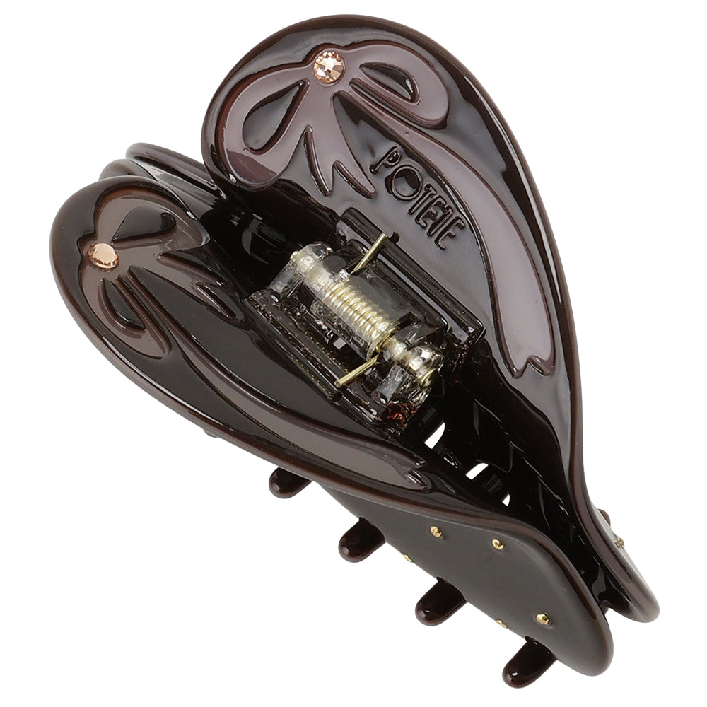 ribbon heart clip espresso