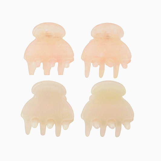 petit petit hair clip  white aurora×clear pink