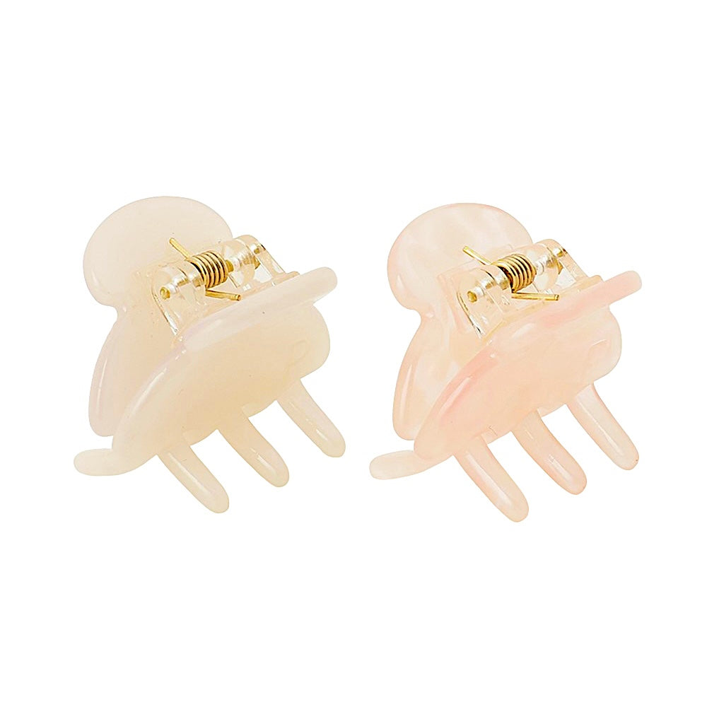 petit petit hair clip  white aurora×clear pink