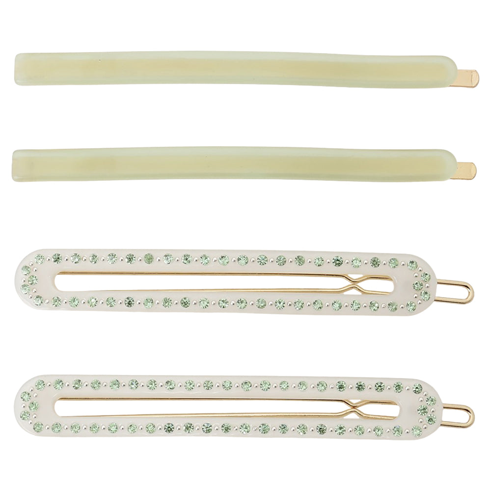 long hair pin set lime green