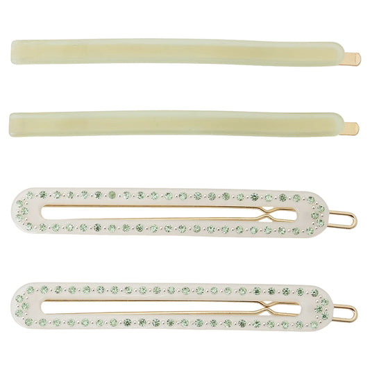 long hair pin set lime green