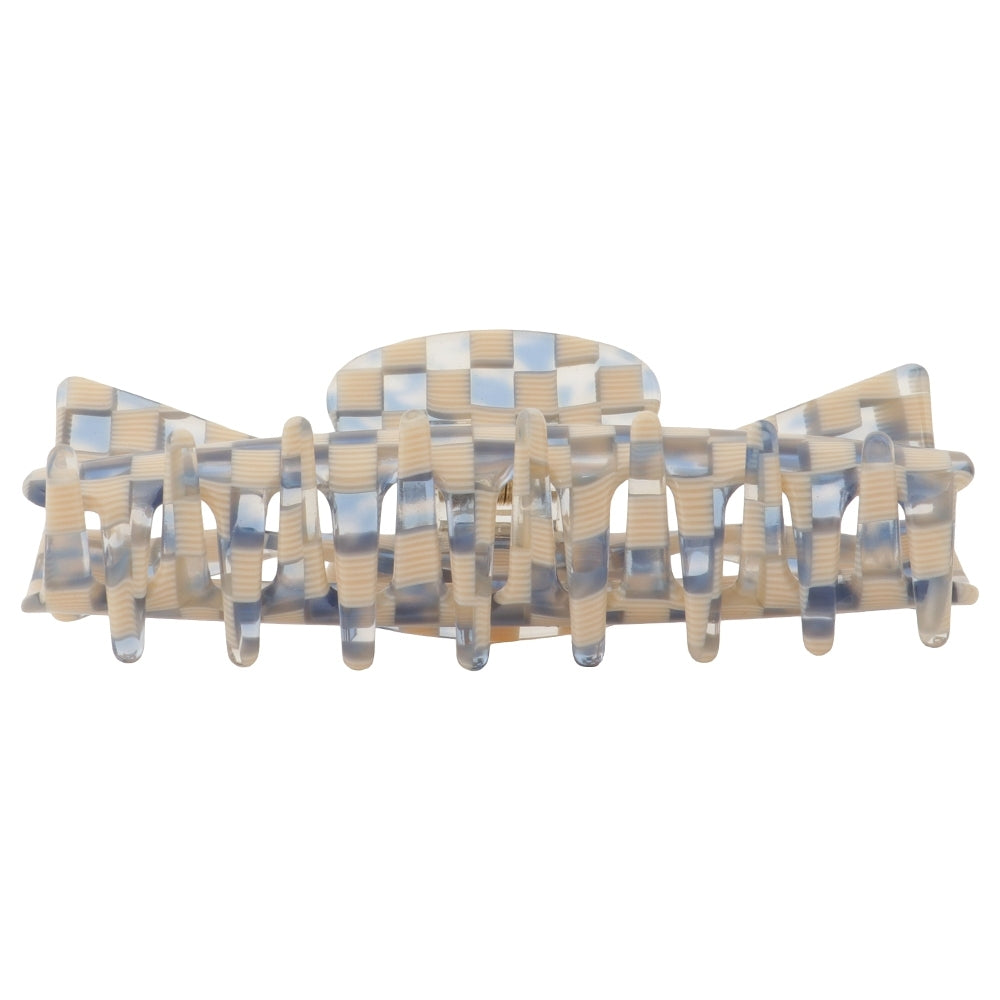 ribbon clip aqua blue check