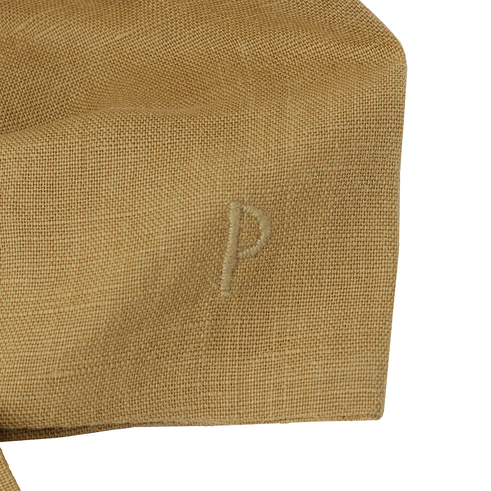 linen ribbon chouchou khaki yellow