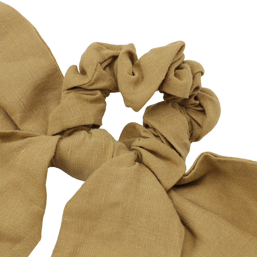 linen ribbon chouchou khaki yellow