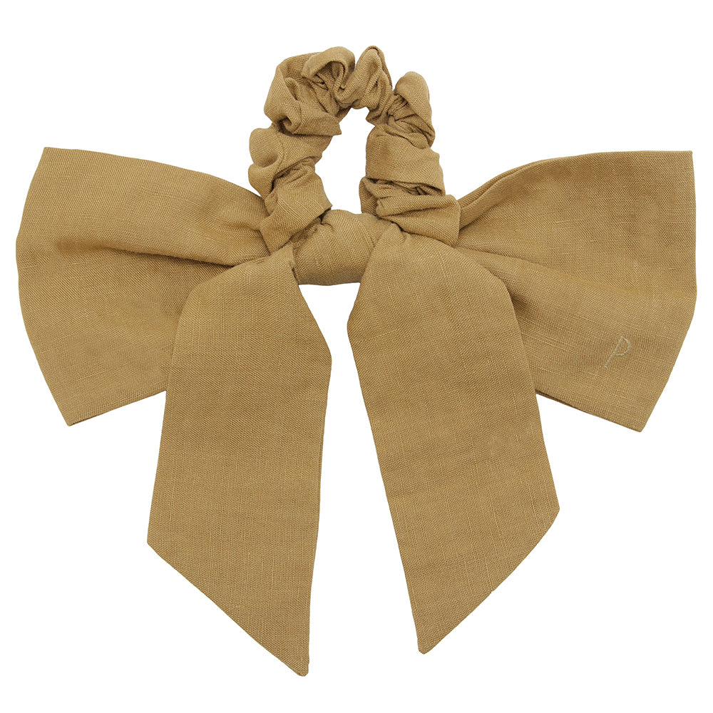 linen ribbon chouchou khaki yellow