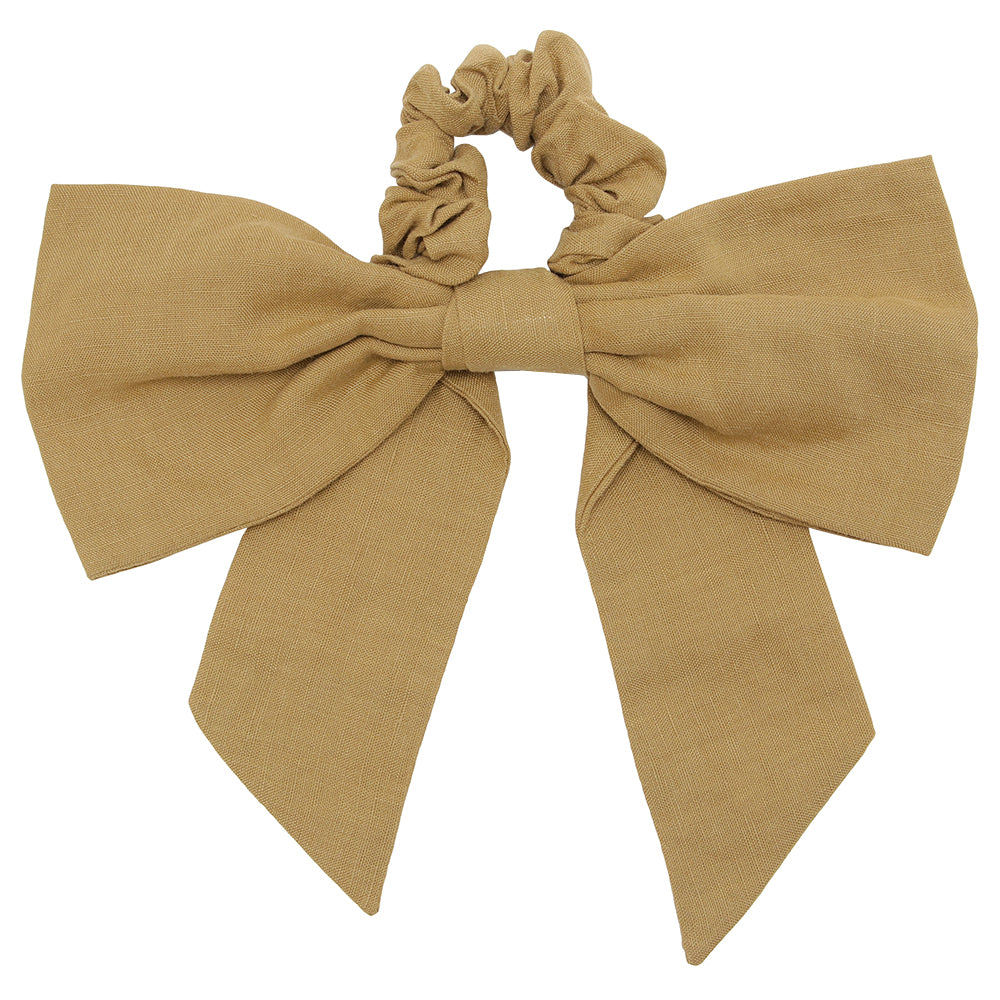 linen ribbon chouchou khaki yellow